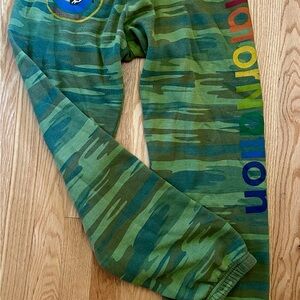 Aviator Nation Camo Sweatpants with Rainbow Lettering
